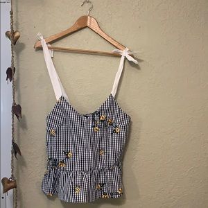 NWOT shein tie tank gingham floral top